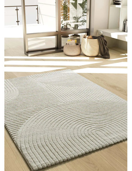 Verona 2252 Cream Textured Geometric Design Rug