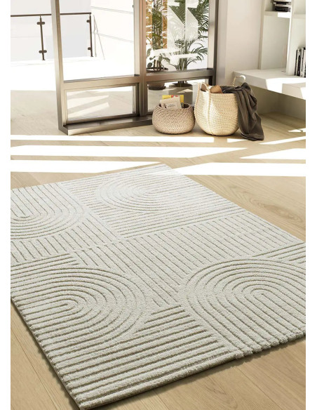 Alfombra con relieve y diseño geométrico Verona 2293 Crema