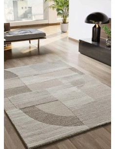 Alfombra geométrica con relieve Verona 2294 Crema