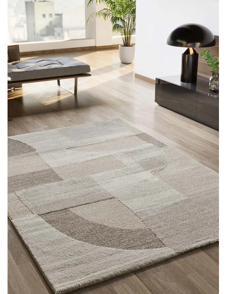 Alfombra geométrica con relieve Verona 2294 Crema