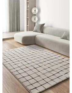 Alfombra geométrica blanco y negro Retro 12898