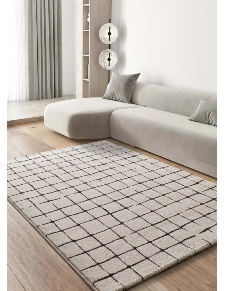 Retro Black and White Geometric Rug 12898