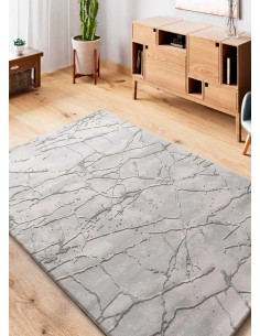 Alfombra efecto mármol con relieve Oris 35 Plata