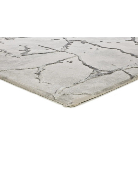 Alfombra efecto mármol con relieve Oris 35 Plata