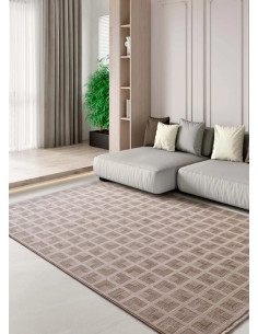 Ona 52094 Beige Geometric Rug with Fringe