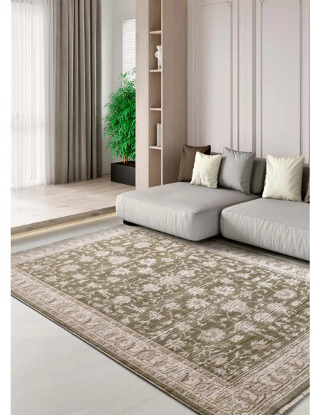 Alfombra vintage con flecos Ona 52095 Verde
