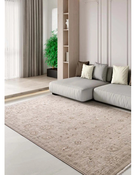 Ona 52081 Beige Vintage Rug with Fringe