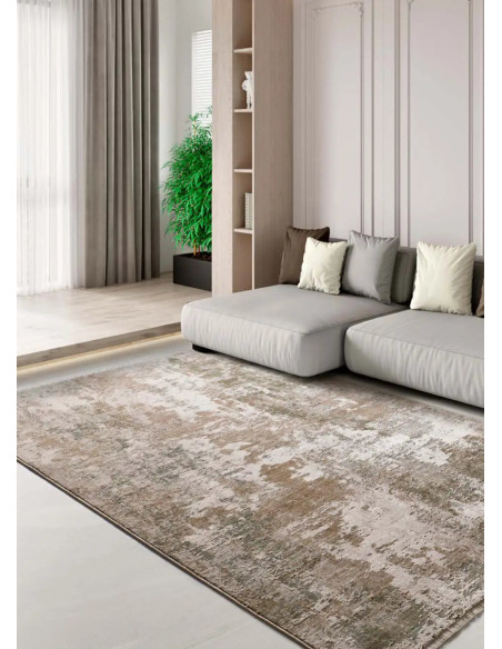 Ona 52093 Green Abstract Rug with Fringe