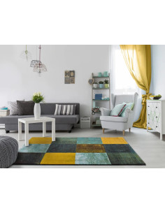 Moar 16187 multicolored geometric plaid rug