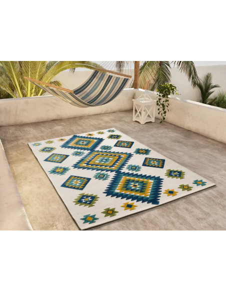 Alfombra étnica con relieve de exterior Mila 23532 Multicolor