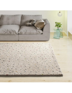 Alfombra shaggy crema con puntos multicolor Lush Dottie