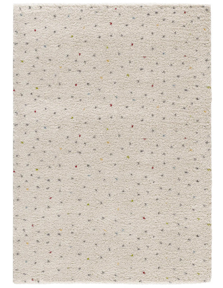 Alfombra shaggy crema con puntos multicolor Lush Dottie