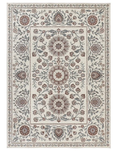 Lua 3104 Blue Classic Outdoor Rug with Floral Patterns