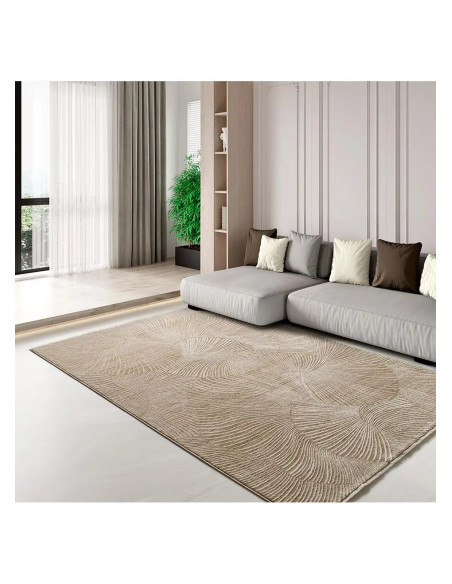 Ona 52100 Beige Geometric Rug with Fringe