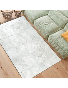 Qualitá vinyl carpet, marble and wood, elegant and functional touch.