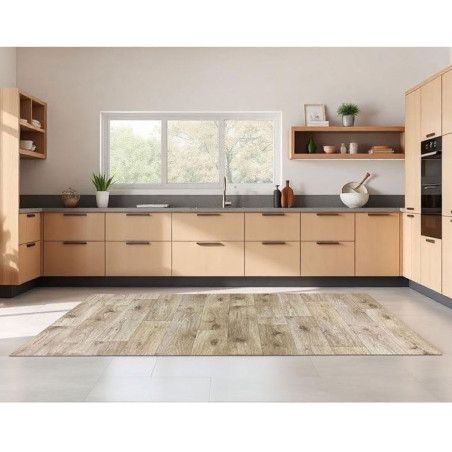 Alfombra vinilo Qualitá, mármol y madera, toque elegante y funcional.