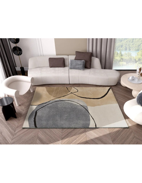 Alfombra abstracta Lessia Abstracta Beige y Gris
