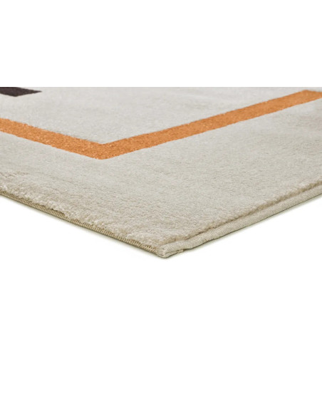 Alfombra geométrica Lessia Linea Naranja y Negro