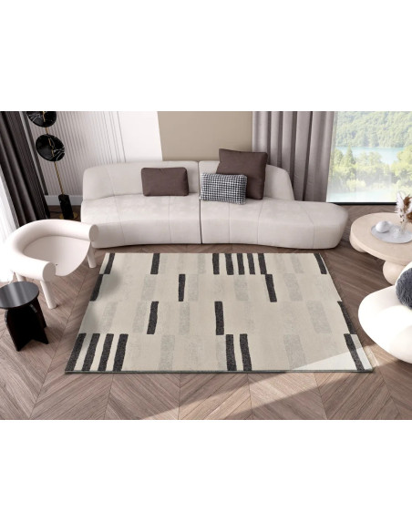 Alfombra geométrica Lessia Mosaica Gris y Negro