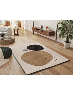 Lessia Peblinne Abstract Circles Rug – Beige and Black