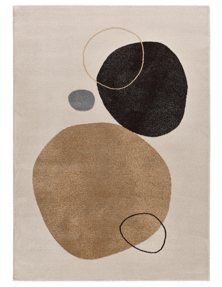 Lessia Peblinne Abstract Circles Rug – Beige and Black