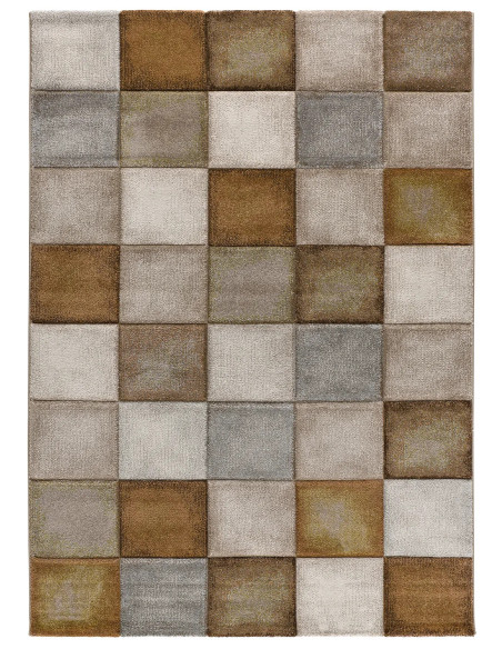 Lena 22605 Caldera Earth-Tone Checkerboard-Effect Rug