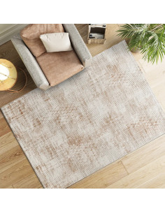 Alfombra geométrica con relieve Keops 4448 Beige y Caldera