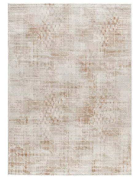 Alfombra geométrica con relieve Keops 4448 Beige y Caldera