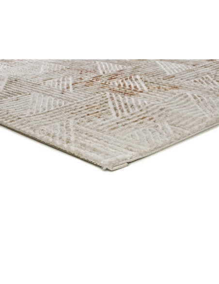 Alfombra geométrica con relieve Keops 4448 Beige y Caldera
