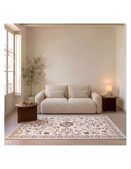 Luly 13025 classic multicolored rug with floral motifs