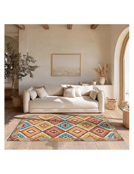 Alfombra lavable kilim multicolor Serak 1050