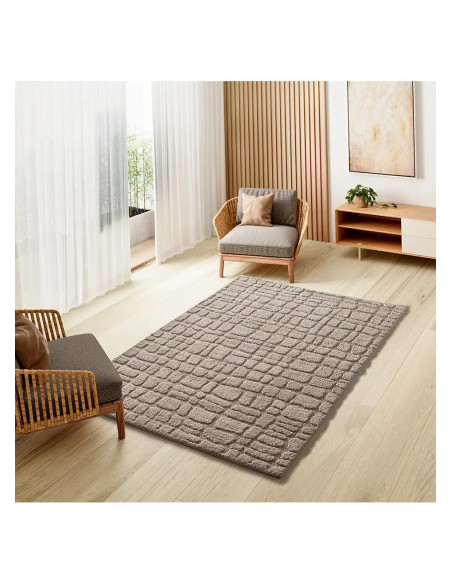 Juno 13 Beige Scandinavian Style Embossed Rug