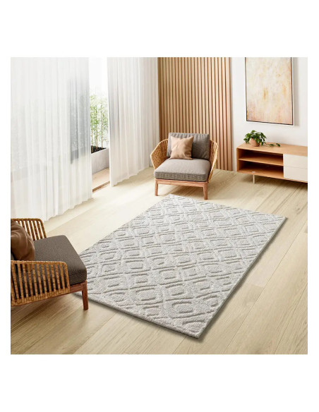 Alfombra de estilo escandinavo con relieve Juno 111 Blanco