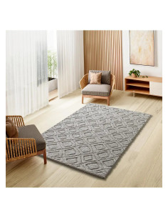 Alfombra de estilo escandinavo con relieve Juno 111 Gris