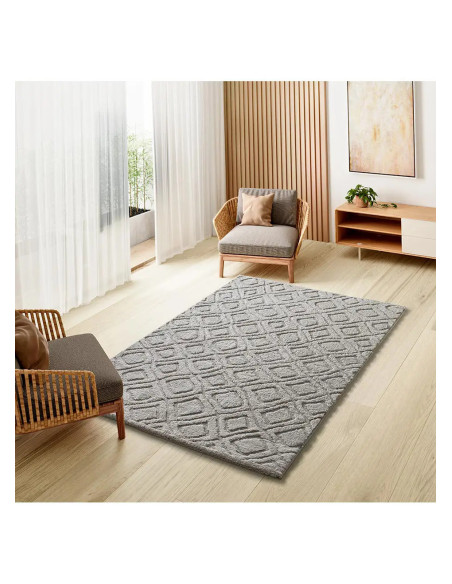 Alfombra de estilo escandinavo con relieve Juno 111 Gris