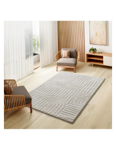 Juno 54406 White Geometric Scandinavian Style Rug with Relief