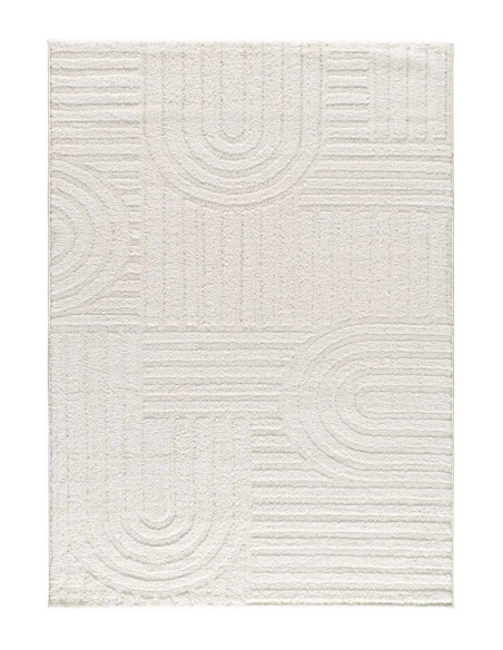 Alfombra geométrica estilo escandinavo con relieve Juno 54406 Blanco