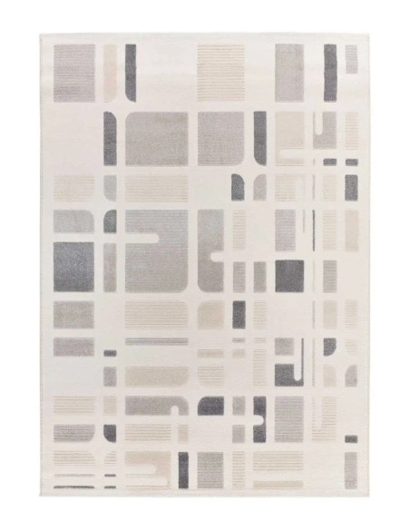 Flora 12955 Silver Geometric Rug with Relief