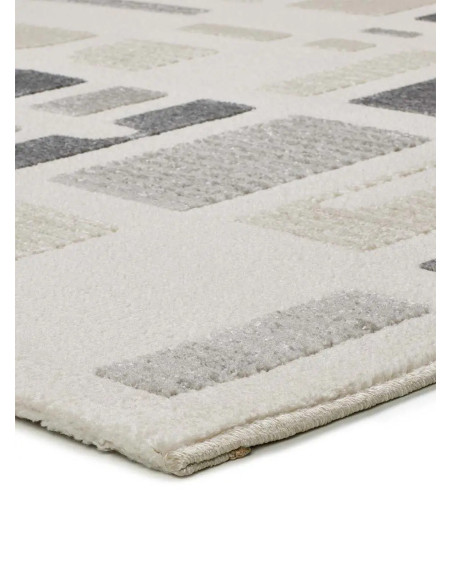 Alfombra geométrica con relieve Flora 12955 Plata