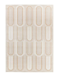 Flora 12968 Geometric Textured Rug, White 2