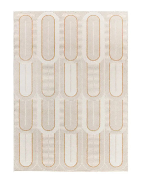 Alfombra geométrica con texturas Flora 12968 Blanco