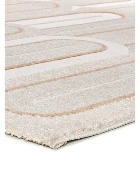 Flora 12968 Geometric Textured Rug, White