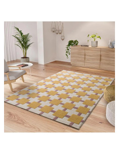 Alfombra geométrica Flashy 25403 Mostaza