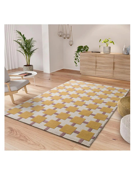 Alfombra geométrica Flashy 25403 Mostaza