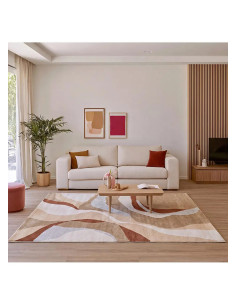 Alfombra abstracta beige y caldera Astra 13006