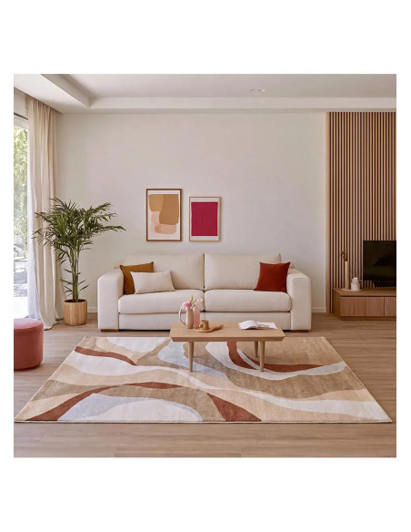 Astra 13006 beige and rust-colored abstract rug