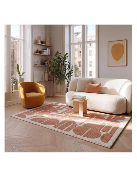 Candela 2438 geometric rug in rust color