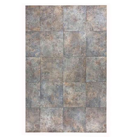 Devise vinyl carpet, rusty metal, zigzag wood