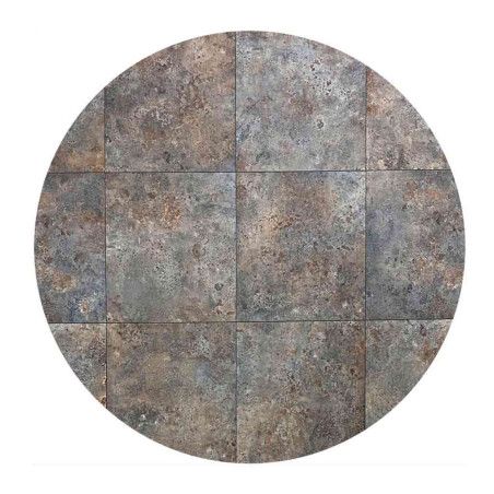Devise vinyl carpet, rusty metal, zigzag wood