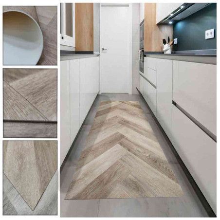 Devise vinyl carpet, rusty metal, zigzag wood